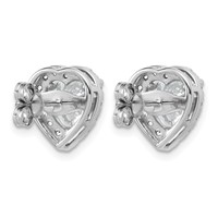 14K White Gold 3.50 Carat Lab Grown Diamond VS+ F+ Complete Heart Halo Post Earrings view 3