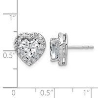 14K White Gold 3.50 Carat Lab Grown Diamond VS+ F+ Complete Heart Halo Post Earrings view 5