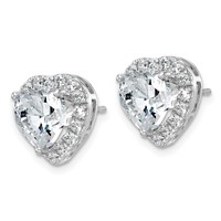 14K White Gold 4.88 Carat Lab Grown Diamond VS+ F+ Complete Heart Halo Post Earrings view 2