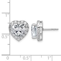14K White Gold 4.88 Carat Lab Grown Diamond VS+ F+ Complete Heart Halo Post Earrings view 5