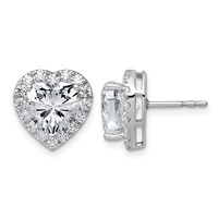 14K White Gold 4.88 Carat Lab Grown Diamond VS+ F+ Complete Heart Halo Post Earrings view 1