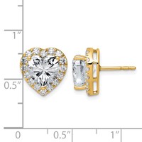 14K Yellow Gold 4.88 Carat Lab Grown Diamond VS+ F+ Complete Heart Halo Post Earrings view 3