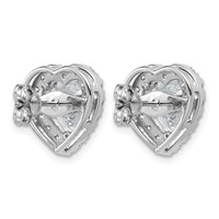 14K White Gold 6 Carat Lab Grown Diamond VS+ F+ Complete Heart Halo Post Earrings view 3