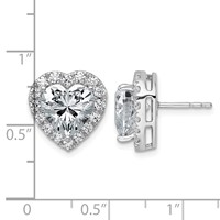 14K White Gold 6 Carat Lab Grown Diamond VS+ F+ Complete Heart Halo Post Earrings view 5