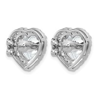14K White Gold 7.38 Carat Lab Grown Diamond VS+ F+ Complete Heart Halo Post Earrings view 3