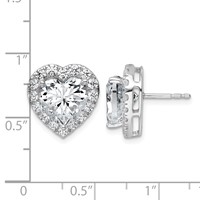14K White Gold 7.38 Carat Lab Grown Diamond VS+ F+ Complete Heart Halo Post Earrings view 5
