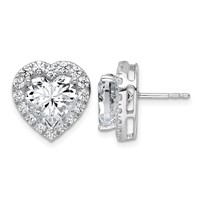 14K White Gold 7.38 Carat Lab Grown Diamond VS+ F+ Complete Heart Halo Post Earrings view 1