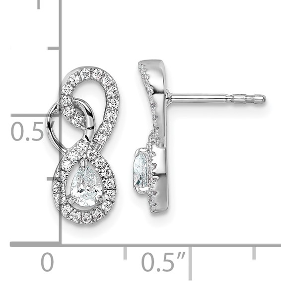 14K White Gold Polished 1/2 carat Diamond Infinity Drop Post Earrings