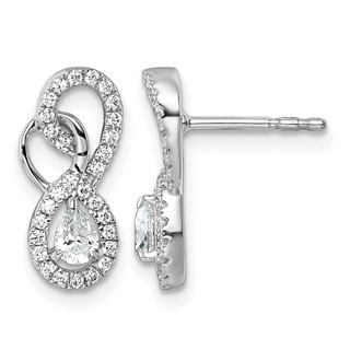 14K White Gold Polished 1/2 carat Diamond Infinity Drop Post Earrings