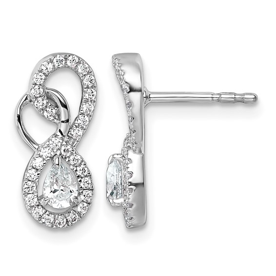 14K White Gold Polished 1/2 carat Diamond Infinity Drop Post Earrings