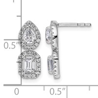 14K White Gold 0.88 Carat Lab Grown Diamond VS SI+ G+ Complete Two Stone Dangle Halo Post Earrings view 4