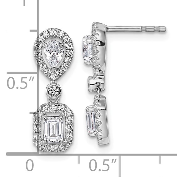 14k White Gold 1 carat Lab Grown Diamond VS/SI+ G+ Complete Two Stone Dangle Halo Post Earrings