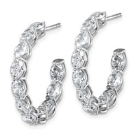14K White Gold 6 Carat Lab Grown Diamond VS SI+ G+ Oval Complete in and Out Hoop Earrings view 2