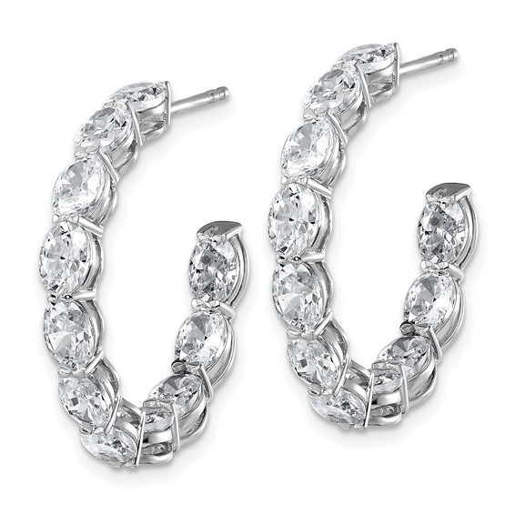 14k White Gold 6 carat Lab Grown Diamond VS/SI+ G+ Oval Complete In and Out Hoop Earrings