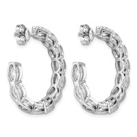 14K White Gold 6 Carat Lab Grown Diamond VS SI+ G+ Oval Complete in and Out Hoop Earrings view 4