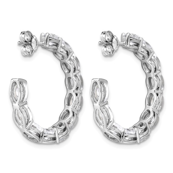 14k White Gold 6 carat Lab Grown Diamond VS/SI+ G+ Oval Complete In and Out Hoop Earrings