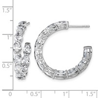 14K White Gold 6 Carat Lab Grown Diamond VS SI+ G+ Oval Complete in and Out Hoop Earrings view 5