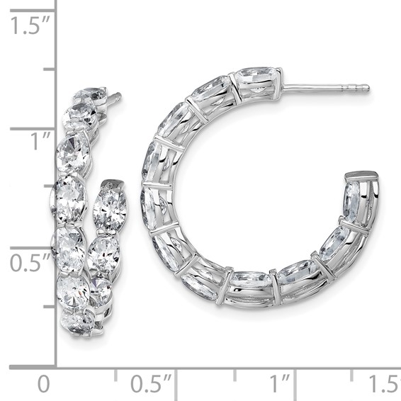 14k White Gold 6 carat Lab Grown Diamond VS/SI+ G+ Oval Complete In and Out Hoop Earrings