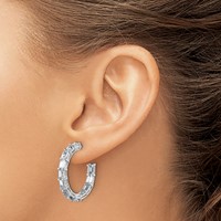 14K White Gold 6.50 Carat Lab Grown Diamond VS SI+ G+ Emerald Complete in and Out Hoop Earrings view 3
