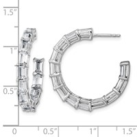14K White Gold 6.50 Carat Lab Grown Diamond VS SI+ G+ Emerald Complete in and Out Hoop Earrings view 5
