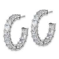 14K White Gold 8.33 Carat Lab Grown Diamond VS SI+ G+ Princess Complete in and Out Hoop Earrings view 2