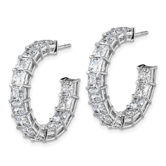14k White Gold 8 1/3 carat Lab Grown Diamond VS/SI+ G+ Princess Complete In and Out Hoop Earrings