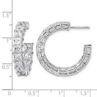 14K White Gold 8.33 Carat Lab Grown Diamond VS SI+ G+ Princess Complete in and Out Hoop Earrings view 4
