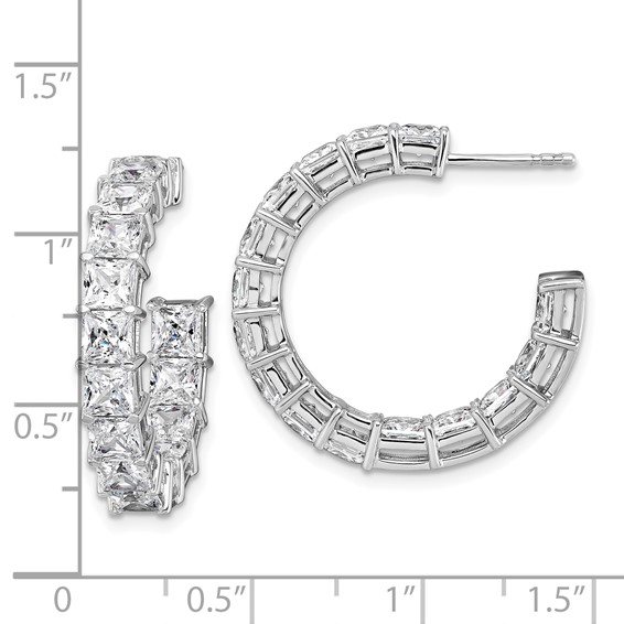 14k White Gold 8 1/3 carat Lab Grown Diamond VS/SI+ G+ Princess Complete In and Out Hoop Earrings