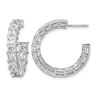 14k White Gold 8 1/3 carat Lab Grown Diamond VS/SI+ G+ Princess Complete In and Out Hoop Earrings