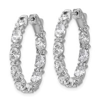 14K White Gold 5 Carat Lab Grown Diamond VS SI+ G+ Oval and Round Complete in and Out Hoop Earrings view 2