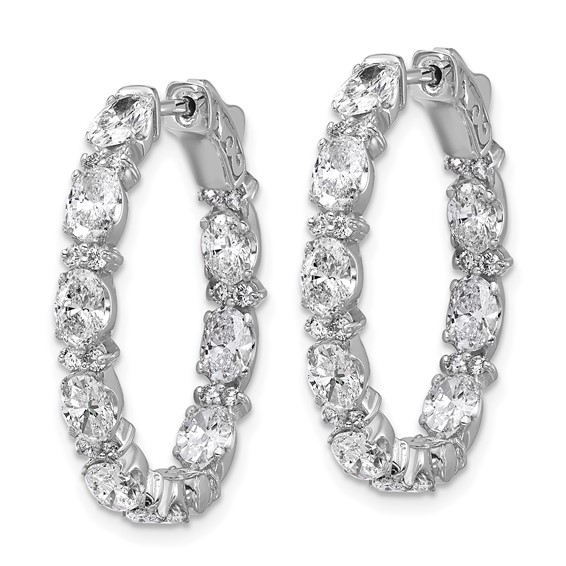 14kw Certified Oval and Round VS DEF Diamond Inside/Outside Hoop Earrings