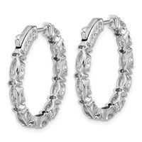 14K White Gold 5 Carat Lab Grown Diamond VS SI+ G+ Oval and Round Complete in and Out Hoop Earrings view 4