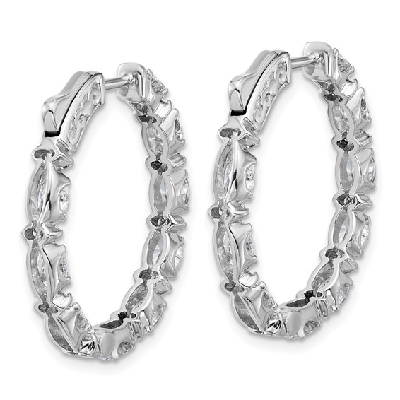 14kw Certified Oval and Round VS DEF Diamond Inside/Outside Hoop Earrings