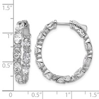 14K White Gold 5 Carat Lab Grown Diamond VS SI+ G+ Oval and Round Complete in and Out Hoop Earrings view 5