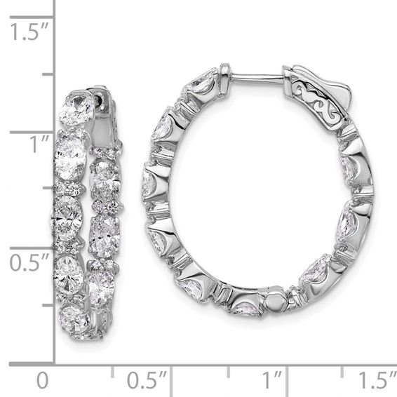 14kw Certified Oval and Round VS DEF Diamond Inside/Outside Hoop Earrings