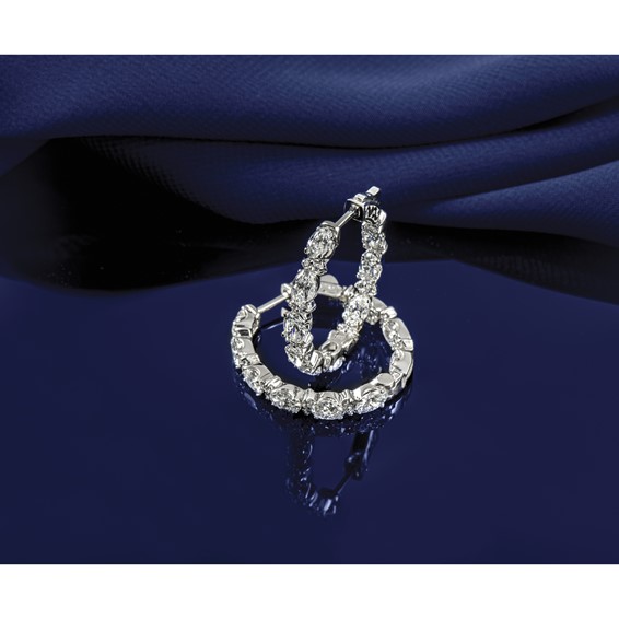 14kw Certified Oval and Round VS DEF Diamond Inside/Outside Hoop Earrings