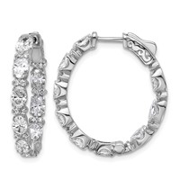14K White Gold 5 Carat Lab Grown Diamond VS SI+ G+ Oval and Round Complete in and Out Hoop Earrings view 1