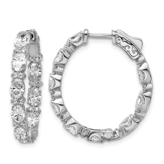 14kw Certified Oval and Round VS DEF Diamond Inside/Outside Hoop Earrings