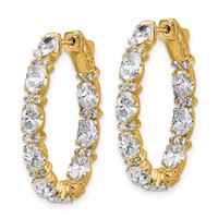 14K Yellow Gold 5 Carat Lab Grown Diamond VS SI+ G+ Oval and Round Complete in and Out Hoop Earrings view 2