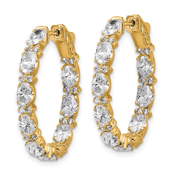 14K Certified Oval and Round VS DEF Diamond Inside/Outside Hoop Earrings