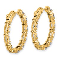 14K Yellow Gold 5 Carat Lab Grown Diamond VS SI+ G+ Oval and Round Complete in and Out Hoop Earrings view 4
