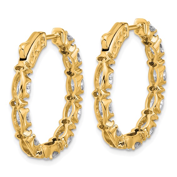 14K Certified Oval and Round VS DEF Diamond Inside/Outside Hoop Earrings