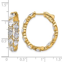 14K Yellow Gold 5 Carat Lab Grown Diamond VS SI+ G+ Oval and Round Complete in and Out Hoop Earrings view 5