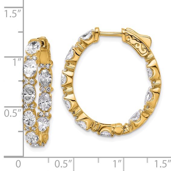 14K Certified Oval and Round VS DEF Diamond Inside/Outside Hoop Earrings