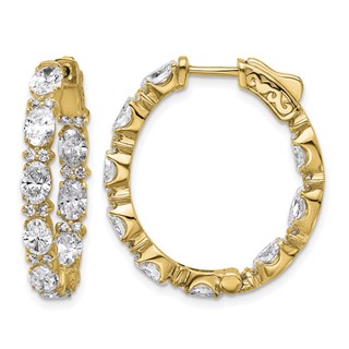 14K Certified Oval and Round VS DEF Diamond Inside/Outside Hoop Earrings