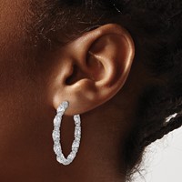 14K White Gold 5.25 Carat Lab Grown Diamond VS SI+ G+ Oval and Round Complete in and Out Hoop Earrings view 3