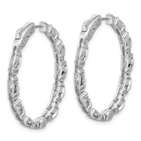 14K White Gold 5.25 Carat Lab Grown Diamond VS SI+ G+ Oval and Round Complete in and Out Hoop Earrings view 4