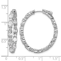 14K White Gold 5.25 Carat Lab Grown Diamond VS SI+ G+ Oval and Round Complete in and Out Hoop Earrings view 5