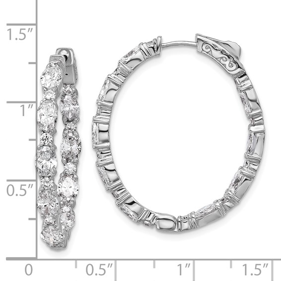 14kw Certified Oval and Round VS DEF Diamond Inside/Outside Hoop Earrings