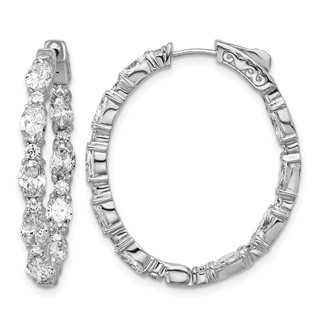 14kw Certified Oval and Round VS DEF Diamond Inside/Outside Hoop Earrings